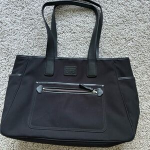 Coach diaper bag, black canvas/leather